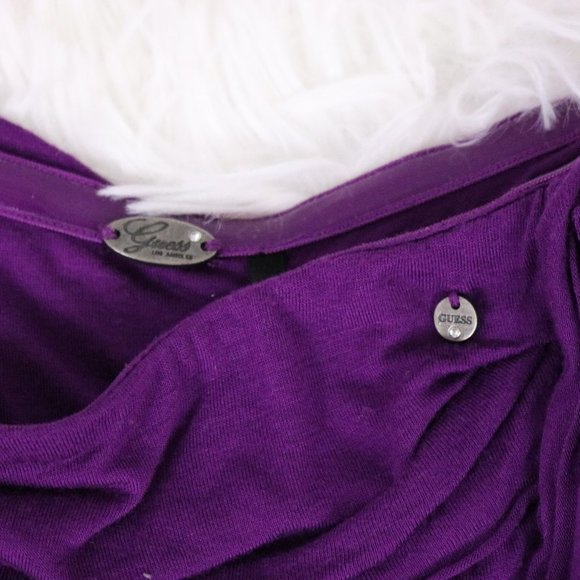 Guess strapless tiered ruffle purple mini dress b9 - Picture 5 of 7